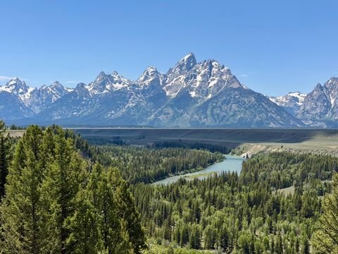 The Snake River bending below the Teton range from the overlook